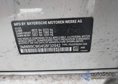 2025 BMW 330I xDrive from USA, damaged, VIN 3MW89CW04S8F32942